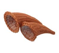 POPETPOP 2 Pièces Panier Corne D'abondance Tressé Marron en PP, Centre de | Style Ferme Rustique, pour Table D'automne et Repas de Thanksgiving, Aspect Tressé Imitation Rotin