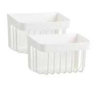 POPETPOP 2 Pièces Panier de Rangement Mural Adhésif Blanc Hips Grosse | Perçage, sans Traces, Usage Intérieur, Expose les Petits Objets, Rangement Mural Pratique