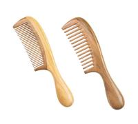 POPETPOP 2 pièces Peigne Bois de Santal Naturel Massage Chevelu Démêloir Doux Anti-casse pour Femmes Accessoires Cheveux Fins et Bouclés Finition Polie