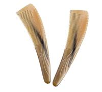 POPETPOP 2 pièces Peigne Corne de Bœuf pour Cheveux Bouclés Démêlage sans Nœuds Massage Chevelu Antistatique Soin Capillaire pour Hommes et Femmes Usage Quotidien et Voyage