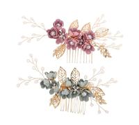 POPETPOP 2 Pièces Peigne Mariage Floral Perles et Strass Accessoire Cheveux de Mariée Élégant Fait Main Fixation Sécurisée pour Mariages et Événements Formels