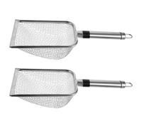 POPETPOP 2 Pièces Pelle en Acier Inoxydable pour Tamisage de Sable et Litière, Maille 3,8mm, Poignée Ergonomique Réduisant la Fatigue des Mains, pour Jardinage et Sorties la Plage