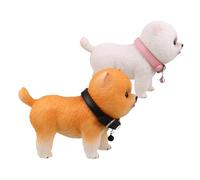 POPETPOP 2 Pièces Pomeranian Dog Figurines Set Portable Simulation Puppy Toys Lifelike Dog Models for Bedroom Office Decoration and Collectors