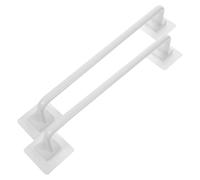 POPETPOP 2 pièces Porte Serviettes sans Perçage Plastique Barre Longue pour Salle de Bain Support Mural Pratique pour Serviettes de Main et Cuisine Installation Facile Blanc