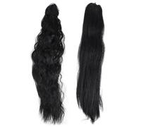 POPETPOP 2 pièces Queue de Cheval Bou Naturelle Extension Cheveux Ondulés Réaliste Postiche Ponytail Aspect Humain Doux et Confortable Style Rapide pour Mariage et