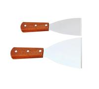 POPETPOP 2 Pièces Spatule Inox Bois Large et Petite Ustensiles Cuisine Grattoir Pâtisserie Pizza Pancake Steak
