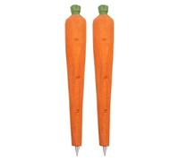 POPETPOP 2 Pièces Stylo de Carotte en Bois, Présent Rentrée, pour Classe | Stylo à Bille Style Carotte, Stylos Carotte Faits Main, pour Notetaking et Dessin, Orange