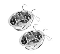 POPETPOP 2 pièces Suspendue INOX Antidébordement pour Chien et Chat Bol Capacité Facile à Nettoyer pour Cage et Chiot