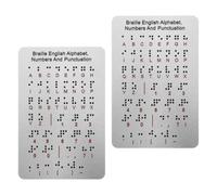 POPETPOP 2 Pièces Tableau Alphabet Braille en Aluminium-plastique Argenté pour Garçon et Filles Aveugles, Outil Éducatif Interactif et Débutant, pour Écoles et Apprentissage du Braille