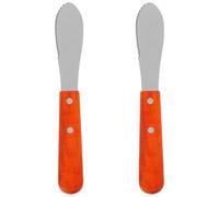 POPETPOP 2 Pièces Tartineur à Beurre Dentelé Manche Bois | Lame Argentée, Bord Lisse et Prise Ergonomique, pour Sandwichs et Bagels au Petit Déjeuner