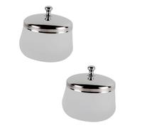 POPETPOP 2 pièces Tasse de Nettoyage pour Vernis à Ongles Verre Mat avec Couvercle Inoxydable Lot de Coupe Ronde Pratique pour Manucure et Dissolvant