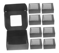 POPETPOP 20 pièces Coffret Vide Carré Carton Kraft Noir avec Fenêtre Transparente Boîte Multifonction pour Bijoux et Rangement Léger et Portable