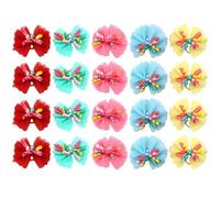 POPETPOP 20 Pièces Coiffe Décorative pour Petit Chien en Chiffon et Polyester Nœuds et Élastiques, Accessoire Mignon pour Cheveux Bouclés, pour Usage Quotidien et Fêtes Couleur Aléatoire