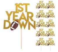 POPETPOP 20 Pièces Décorations Cupcakes Rugby Piques Ballon Rugby Papier Accessoires Fête Anniversaire Thème Sport pour Garçons