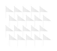 POPETPOP 20 Pièces Drapeaux Blancs Triangulaires Portables en Polyester et Plastique, Petits Drapeaux à Main Légers pour Rassemblements en Extérieur, Décoration et Loisirs Créatifs