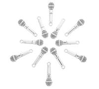 POPETPOP 20 pièces Microphone Charms Antique Alloy Mini Microphone Pendants For DIY Jewelry Making Tiny Music Note Pendants For Bracelets Necklaces Keychains