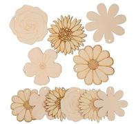 POPETPOP 20 Pièces Ornements en Bois à Peindre Forme Tournesol pour Garçon et Filles, Facile à Manipuler, Corde en Jute, Décoration Table et Projets DIY Créatifs