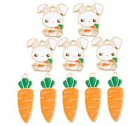 POPETPOP 20pièces Pendentifs Forme de Carotte Lapin Décorations Artisanales Accessoires et Breloques pour Bracelets Colliers Boucles Oreilles