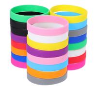 POPETPOP 24 Bracelets en Silicone Multicolores 24 Pièces Bracelets Élastiques Confortables et Réutilisables Taille Unique pour Fêtes Événements Team Building et Présents D’Invités