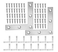 POPETPOP 24 Équerres d'angle en L Acier Inoxydable 80X80 MM avec 120 Vis Supports Robustes pour Meubles Fixations pour Armoires Tiroirs et Étagères Renforts pour Tables et Chaises