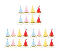 POPETPOP 24 Pièces Chapeaux de Fête Garçon Fille Chapeaux Coniques Papier avec Bordure Dorée et Pompons Colorés Couvre-Chefs Légers et Confortables pour Anniversaires et Célébrations