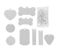 POPETPOP 24 pièces Lot de Pendentifs Acier Inoxydable Vierges pour Création Bijoux Étiquettes à Graver Charms Durables et Résistants pour Porte-clés et Identification Animaux