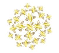POPETPOP 24 Stickers Muraux Abeilles 3D Amovibles en Plastique Doré Décoration Murale Réaliste pour Maison Chambre Fêtes et Événements Lot de 24 Pièces