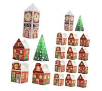 POPETPOP 24pièces Boîtes Forme de Maison pour Fêtes Rangement pour Bonbons Décorations Suspendues pour Bonbons Boîtes à Biscuits à Pâtisserie de Noël à Friandises pour Fêtes