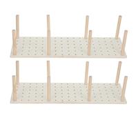 POPETPOP 2ensembles Organisateur Tiroir Bois Perforé avec Piquets Réglables Support Vaisselle et Rangement Assiettes Cuisine Séchage Ustensiles Modulable Naturel