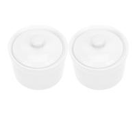 POPETPOP 2pcs Bols à Soupe en Céramique avec Couvercles, Casseroles à Œufs Vapeur, Design Simple, pour Cuisson la Vapeur et Ragoût, Présent de Pendaison de Crémaillère