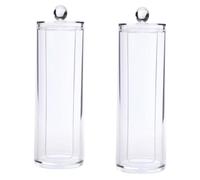 POPETPOP 2pièces Boîte Ronde De Rangement Transparent pour Cotons Démaquillants Organisateur Cosmétique Étanche Antipoussière avec Couvercle Rangement Soins Visage Domestique