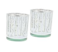 POPETPOP 2Pièces Bougeoirs Verre De Noël Support De Élégant Motif Arbre De Noël Décoration Festive pour Centre De Table Et Ambiance