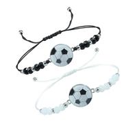 POPETPOP 2pièces Bracelets De Football Ajustables Perles Pour Couples Accessoires Sportifs Élégants Pour Femmes Et Hommes
