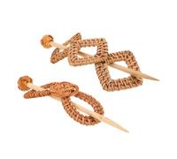 POPETPOP 2pièces Épingles à Cheveux Chinoises Rotin Lot de Pinces à Chignon Faites Main Accessoires de Coiffure pour Queue de Cheval et Tresses