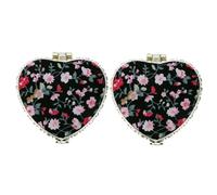 POPETPOP 2pièces Miroir Maquillage Pliable Double Face Forme De Cœur Petit Miroir Compact avec Couverture Motif Vintage Portable Et Pratique pour Femmes Et Filles Lot