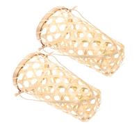 POPETPOP 2pièces Panier Suspendu Bambou Tissé avec Corde Jute Jardinière Murale pour Fleurs Et Plantes Décoration Murale Élégante Et Gain De Place pour Intérieur Et Balcon