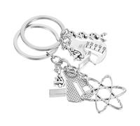 POPETPOP 2pièces Porte-clés Scientifique Chimie Lot Microscope et Structure Moléculaire Adn Porte-clés Pratique pour Enseignants et Étudiants Décoration Laboratoire et Plusieurs styles