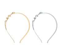 POPETPOP 2pièces Serre-tête Ondulé Métal avec Strass Bandeau Étroit Argenté pour Cheveux Accessoire de Mariage Soirée Lot de Serre-têtes