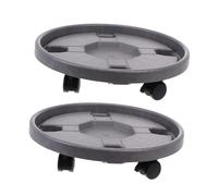 POPETPOP 2pièces Soucoupe à roulettes Ronde Plastique Chariot Mobile avec Frein pour Pots De Fleurs Intérieur Et Extérieur