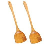 POPETPOP 2pièces Spatule Bois Longue Set Ustensile De Cuisine Résistant Haute Température Antiadhésive Outil De Cuisson Écologique Pour Restaurant Et Pâtisserie