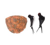 POPETPOP 3 Ensembles Nid D'hirondelle Simulé Statues D'extérieur Oiseaux De Paille Artisanat d'oiseaux Ornement D'hirondelle Parure De Parc Animal Nichoir D'oiseau Bourrage Papier Faux Nid