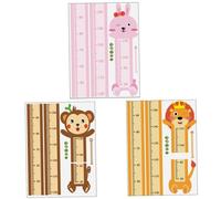 POPETPOP 3 ensembles Toise Murale Autocollante pour Chambre Fille de Stickers Animaux Cartoon Règle Hauteur Amovible pour Mesurer Croissance Garçon Fille Décor Mural pour Chambre et Jardin