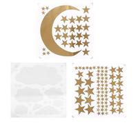 POPETPOP 3 feuilles Stickers Muraux Étoiles Lune Nuages PVC Décoratives Murales pour Chambre Garçon Fille Autocollants Amovibles pour Plafond et Mur Décoration Maison Enfantine