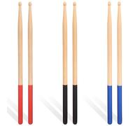POPETPOP 3 Paires de Baguettes de Batterie 5a en Érable, Légères et Antidérapantes, Couleurs Noir Rouge Bleu, Accessoires Fiables pour Percussion et Entraînement Musical