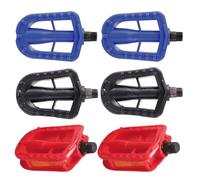 POPETPOP 3 Paires de Pédales pour Garçon et Filles Antidérapantes en Plastique Robuste, Pédales Plates Légères pour Vélo Garçon et Filles, Coloris Bleu, Noir et Rouge, Accessoires Vélo