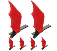 POPETPOP 3 Paires Pinces à Ailes de Diable Rouges en Métal et Tissu Surface Lisse, Design Unique et Plusieurs Manières de Porter, pour Costume Halloween et Occasions Diverses