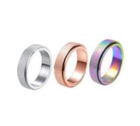 POPETPOP 3 pièces Bague Acier Inoxydable Anneaux Tournants Colorés Unisexes Design Créatif Résistants Corrosion Finition Polie et Confortable pour Doigts