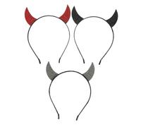 POPETPOP 3 pièces Bandeaux Halloween Corne Diable Maléfique Accessoires Cosplay Confortables pour Fête et Carnaval Noir Rouge Blanc