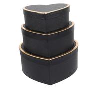 POPETPOP 3 pièces Boîte Forme Cœur Papier Noire Coffret Vide pour Saint Valentin Boîte Personnalisable pour Parfum à Décoratif Durable