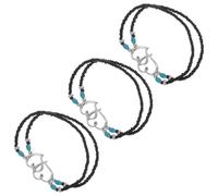 POPETPOP 3 Pièces Bracelet de Cheville Bohème Double Couche Cœur | Bijou Léger en Plastique et Résine, Style Plage Vacances, Charme Cœur, Usage Décontracté et Promenade